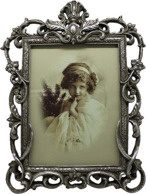Biscottini-Portafoto-da-appoggio-a-cuore-in-resina-finitura-argento-anticata-L23,5xPR2xH32-cm
