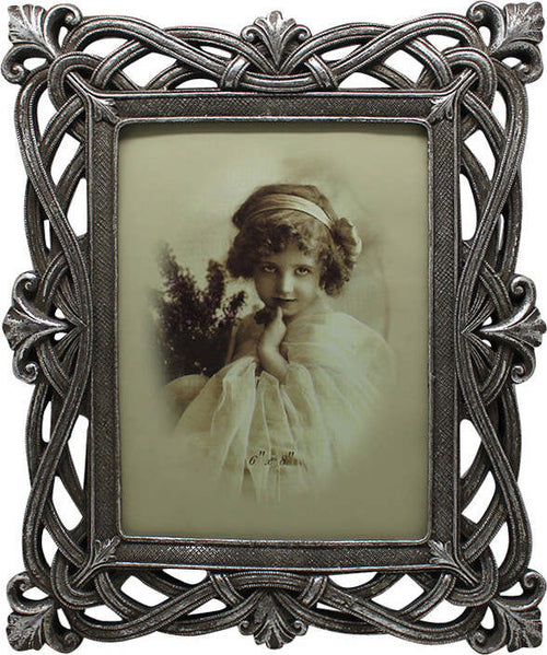 Biscottini-Portafoto-da-appoggio-verticale/orizzontale-in-resina-finitura-argento-anticata-L25,5xPR2xH30,5-cm