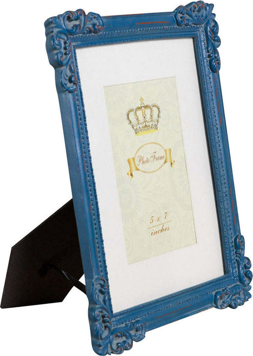 Biscottini-Portafoto-da-appoggio-verticale/orizzontale-in-resina-finitura-blu-anticata-L26xPR2xH31-cm