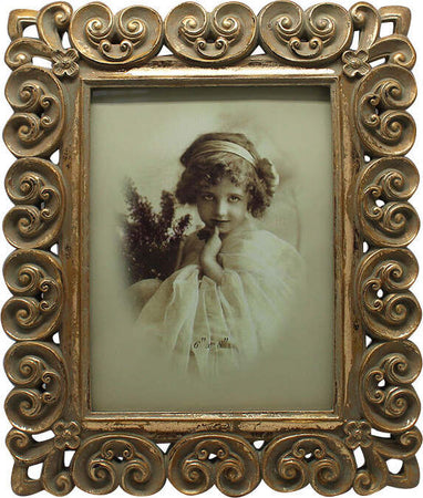Biscottini-Portafoto-da-appoggio-verticale/orizzontale-in-resina-finitura-oro-anticata-L25xPR2xH30-cm