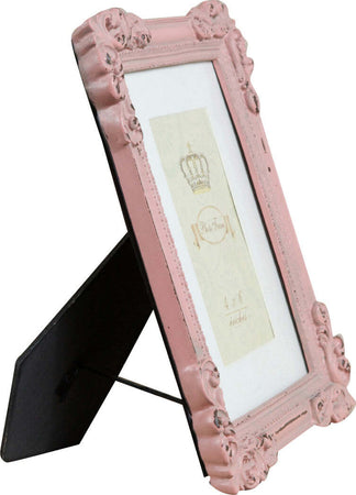 Biscottini-Portafoto-da-appoggio-verticale/orizzontale-in-resina-finitura-rosa-anticata-L20xPR2,5xH25-cm
