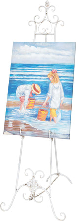 Biscottini-Portaquadro-in-ferro-battuto-finitura-bianca-anticata-L53xPR96xH150-cm