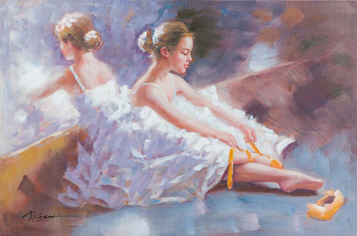Biscottini-Quadro-olio-su-tela-dipinto-a-mano-ballerine