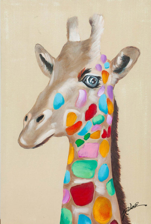 Biscottini-Quadro-olio-su-tela-dipinto-a-mano-GIRAFFA