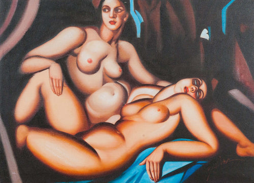 Biscottini-Quadro-olio-su-tela-dipinto-a-mano-nudi-di-donna