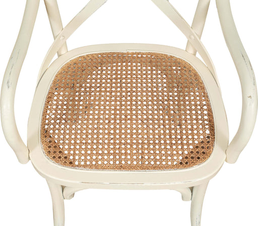 Biscottini-Sedia-con-braccioli-Thonet-in-massello-di-frassino-bianca-anticata-e-seduta-in-paglia-di-Vienna