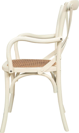 Biscottini-Sedia-con-braccioli-Thonet-in-massello-di-frassino-bianca-anticata-e-seduta-in-paglia-di-Vienna