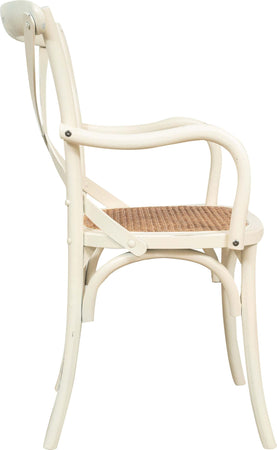 Biscottini-Sedia-con-braccioli-Thonet-in-massello-di-frassino-bianca-anticata-e-seduta-in-paglia-di-Vienna