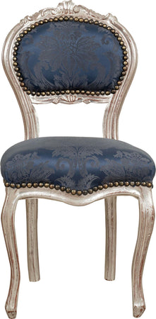 Biscottini-Sedia-poltroncina-stile-francese-Luigi-XVI-in-legno-massello-di-faggio-finitura-argento-e-blu