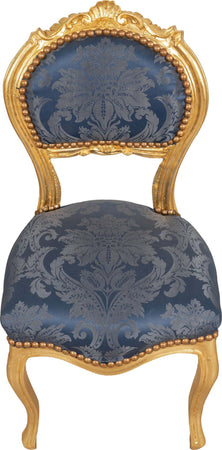Biscottini-Sedia-poltroncina-stile-francese-Luigi-XVI-in-legno-massello-di-faggio-finitura-oro-e-blu