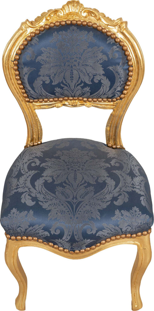 Biscottini-Sedia-poltroncina-stile-francese-Luigi-XVI-in-legno-massello-di-faggio-finitura-oro-e-blu