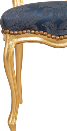 Biscottini-Sedia-poltroncina-stile-francese-Luigi-XVI-in-legno-massello-di-faggio-finitura-oro-e-blu