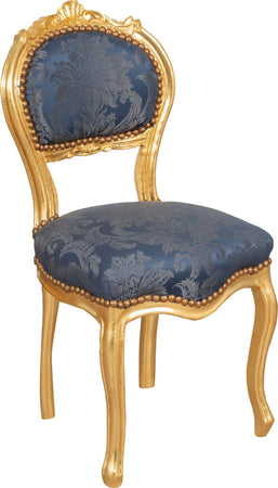 Biscottini-Sedia-poltroncina-stile-francese-Luigi-XVI-in-legno-massello-di-faggio-finitura-oro-e-blu