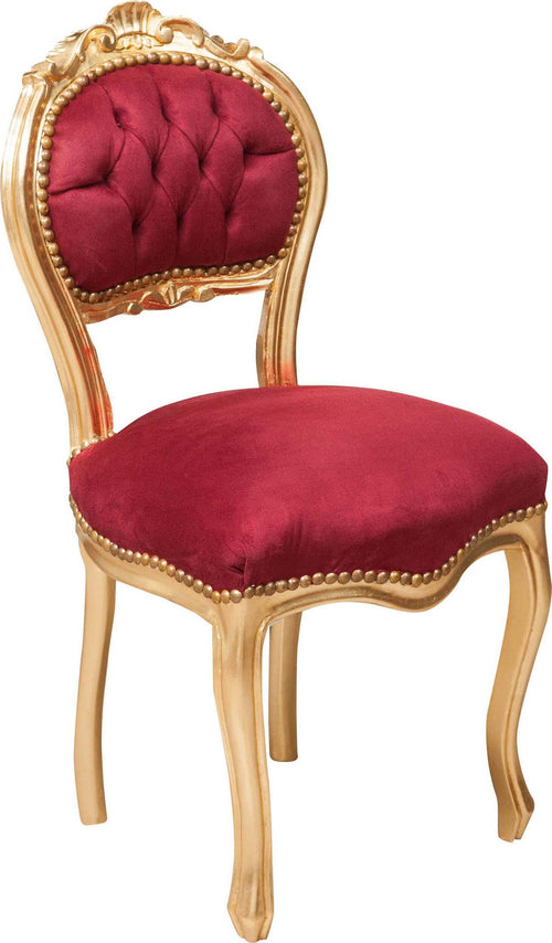 Biscottini-Sedia-stile-francese-Luigi-XVI-in-legno-massello-di-faggio-ORO/ROSSO