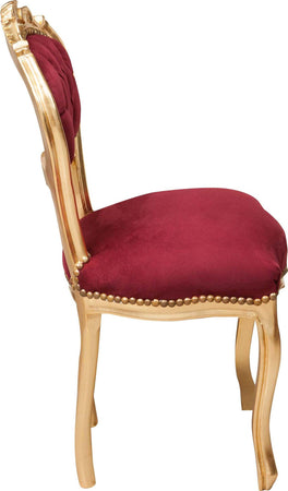 Biscottini-Sedia-stile-francese-Luigi-XVI-in-legno-massello-di-faggio-ORO/ROSSO