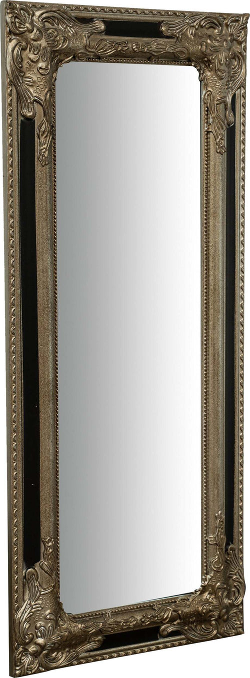 Biscottini-Specchio-Specchiera-Impero-da-parete-e-appendere-verticale/orizzontale-L35xPR4xH82-cm-finitura-argento-e-nero-anticato