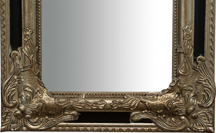Biscottini-Specchio-Specchiera-Impero-da-parete-e-appendere-verticale/orizzontale-L35xPR4xH82-cm-finitura-argento-e-nero-anticato