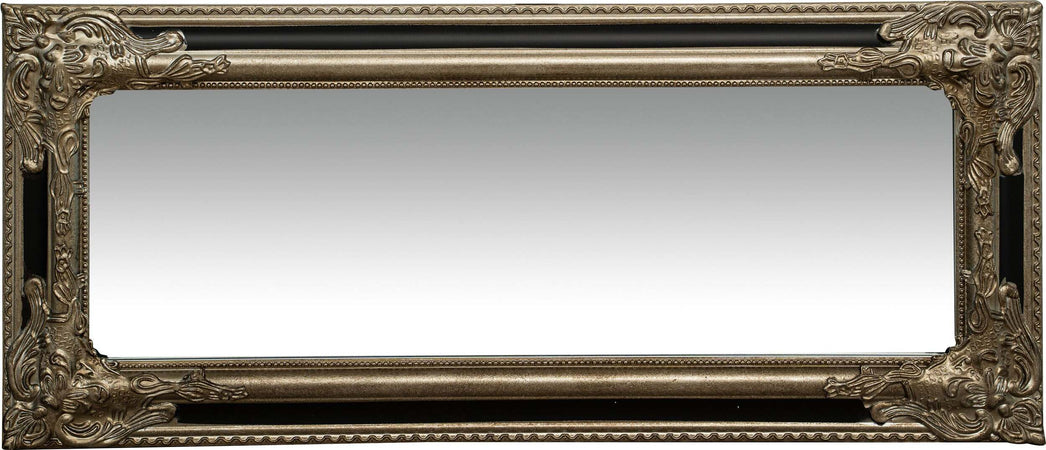 Biscottini-Specchio-Specchiera-Impero-da-parete-e-appendere-verticale/orizzontale-L35xPR4xH82-cm-finitura-argento-e-nero-anticato