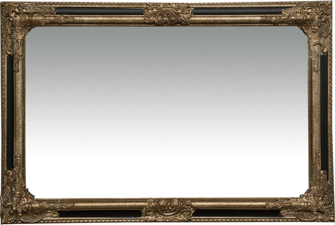 Biscottini-Specchio-Specchiera-Impero-da-parete-e-appendere-verticale/orizzontale-L60xPR4xH90-cm-finitura-argento-e-nero-anticato