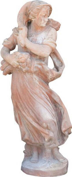 Biscottini-Statua-invecchiata,-in-terracotta-toscana-100%-Made-in-Italy-interamente-Lavorata-a-Mano-L37xPR40xH142-cm.