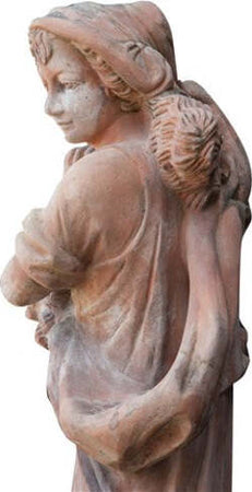 Biscottini-Statua-invecchiata,-in-terracotta-toscana-100%-Made-in-Italy-interamente-Lavorata-a-Mano-L37xPR40xH142-cm.