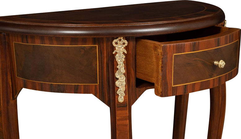 Biscottini-Tavolino-Consolle-in-legno-impiallacciato-noce-arricchito-con-particolari-intarsi-fatti-a-mano-e-decori-in-bronzo
