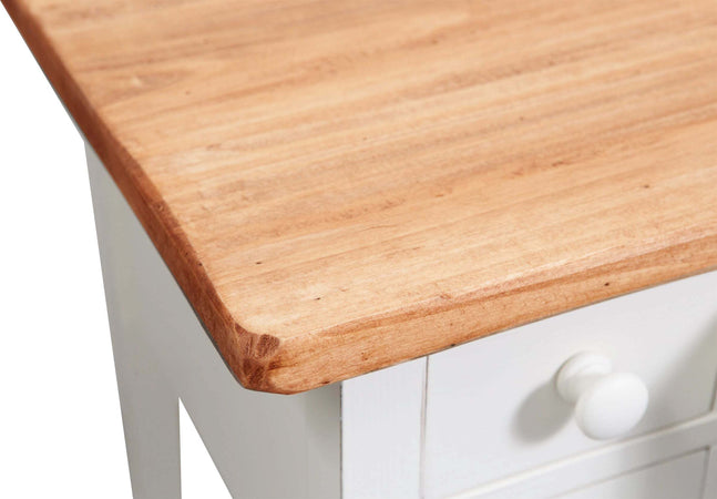 Biscottini-Tavolino-scrittoio-in-legno-massello-di-tiglio-struttura-bianca-anticata-piano-finitura-naturale.-Made-in-Italy