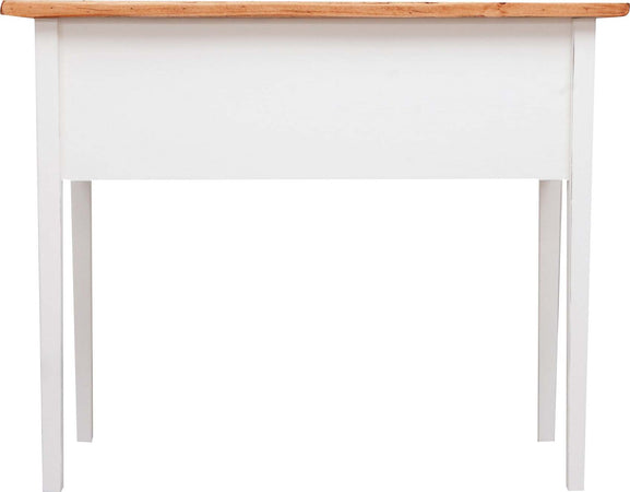 Biscottini-Tavolino-scrittoio-in-legno-massello-di-tiglio-struttura-bianca-anticata-piano-finitura-naturale.-Made-in-Italy