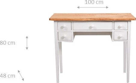 Biscottini-Tavolino-scrittoio-in-legno-massello-di-tiglio-struttura-bianca-anticata-piano-finitura-naturale.-Made-in-Italy