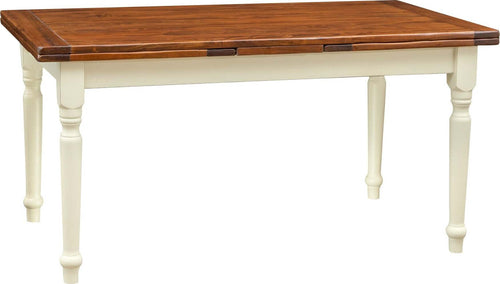 Biscottini-Tavolo-allungabile-Country-con-struttura-bianca-anticata-piano-noce-in-legno-massello-di-tiglio-Made-in-Italy