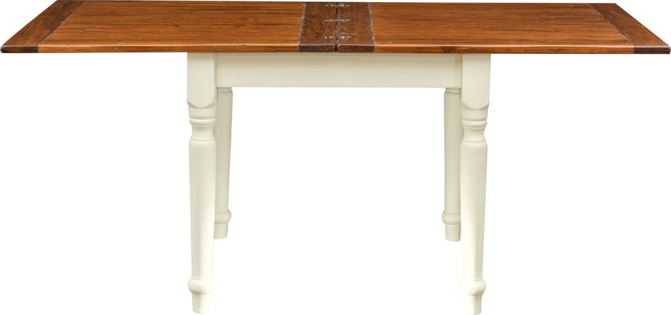 Biscottini-Tavolo-allungabile-Country-fatto-a-mano-in-legno-massello-di-tiglio-struttura-bianca-anticata-piano-noce-Made-in-Italy