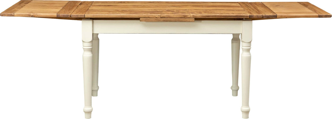 Biscottini-Tavolo-allungabile-Country-in-legno-massello-di-tiglio-struttura-bianca-anticata-piano-naturale-Made-in-Italy