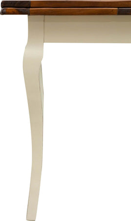 Biscottini-Tavolo-allungabile-Country-in-legno-massello-di-tiglio-struttura-bianca-anticata-piano-noce-Made-in-Italy