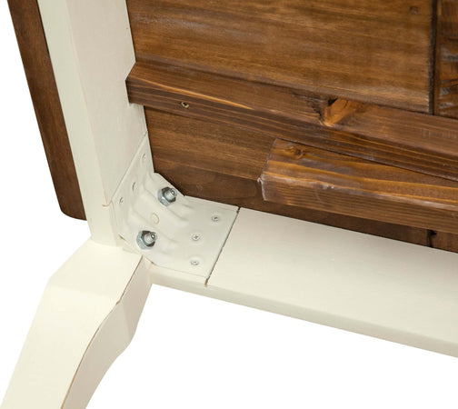 Biscottini-Tavolo-allungabile-Country-in-legno-massello-di-tiglio-struttura-bianca-anticata-piano-noce-Made-in-Italy