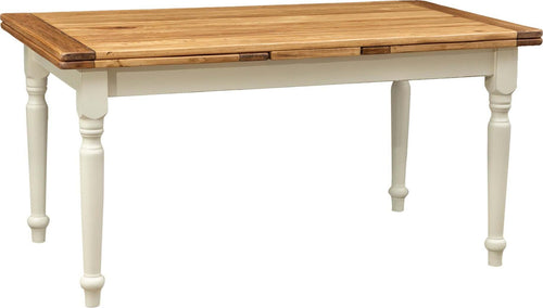 Biscottini-Tavolo-allungabile-Country-legno-massello-di-tiglio-con-struttura-bianca-anticata-piano-naturale.-Made-in-Italy
