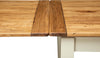 Biscottini-Tavolo-allungabile-Country-legno-massello-di-tiglio-con-struttura-bianca-anticata-piano-naturale.-Made-in-Italy