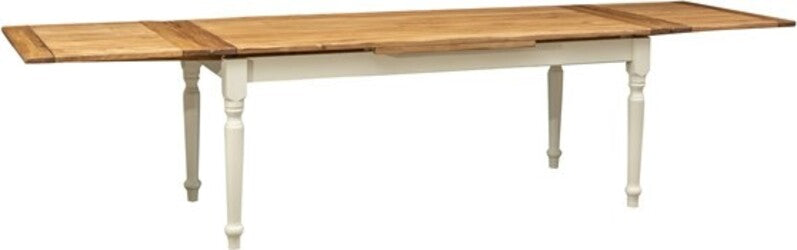 Biscottini-Tavolo-Country-allungabile-in-legno-massello-di-tiglio-struttura-bianca-anticata-piano-naturale-L200xPR90xH80-cm.-Made-in-Italy