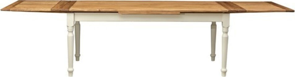 Biscottini-Tavolo-Country-allungabile-in-legno-massello-di-tiglio-struttura-bianca-anticata-piano-naturale-L200xPR90xH80-cm.-Made-in-Italy