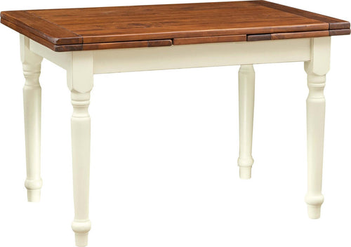 Biscottini-Tavolo-Country-allungabile-in-legno-massello-di-tiglio-struttura-bianca-anticata-piano-noce-L120xPR80xH80-cm.-Made-in-Italy