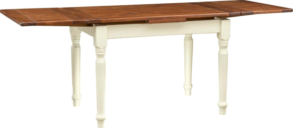 Biscottini-Tavolo-Country-allungabile-in-legno-massello-di-tiglio-struttura-bianca-anticata-piano-noce-L120xPR80xH80-cm.-Made-in-Italy