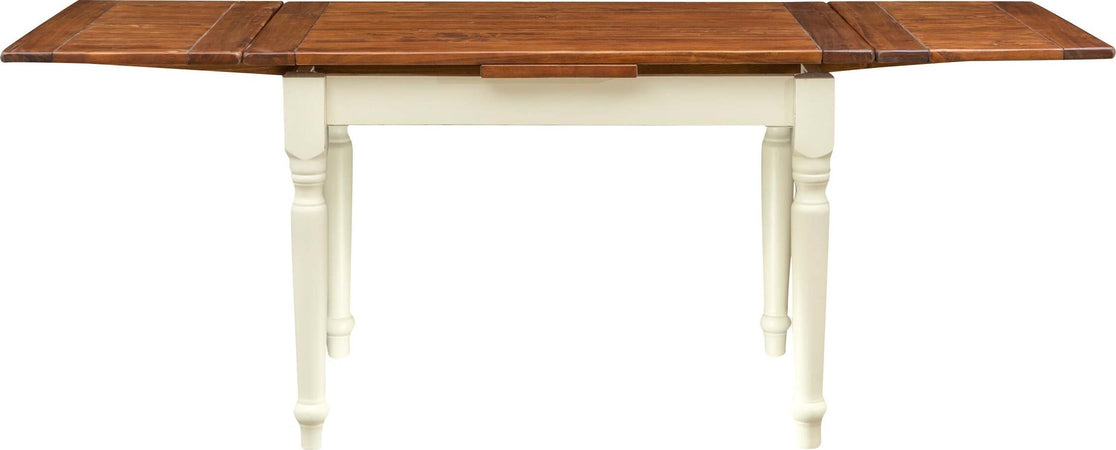 Biscottini-Tavolo-Country-allungabile-in-legno-massello-di-tiglio-struttura-bianca-anticata-piano-noce-L120xPR80xH80-cm.-Made-in-Italy
