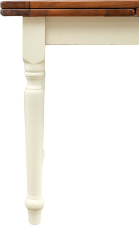 Biscottini-Tavolo-Country-allungabile-in-legno-massello-di-tiglio-struttura-bianca-anticata-piano-noce-L120xPR80xH80-cm.-Made-in-Italy