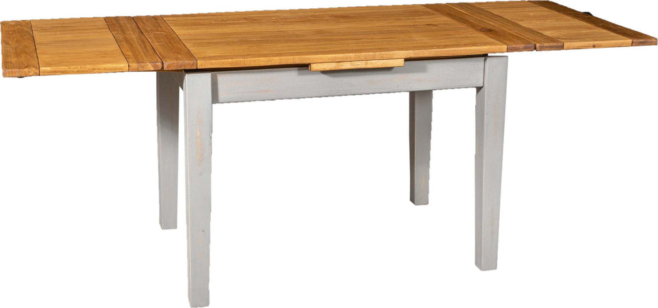 Biscottini-Tavolo-Country-allungabile-in-legno-massello-di-tiglio-struttura-grigio-anticato-piano-naturale-Made-in-Italy