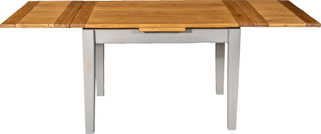 Biscottini-Tavolo-Country-allungabile-in-legno-massello-di-tiglio-struttura-grigio-anticato-piano-naturale-Made-in-Italy