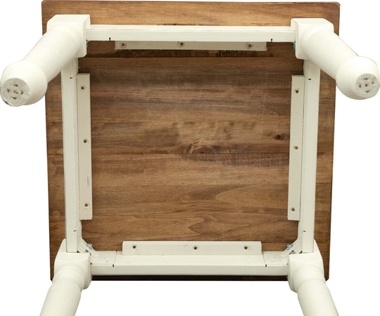 Biscottini-Tavolo-Country-in-legno-massello-di-tiglio-struttura-bianca-anticata-piano-noce.-Made-in-Italy