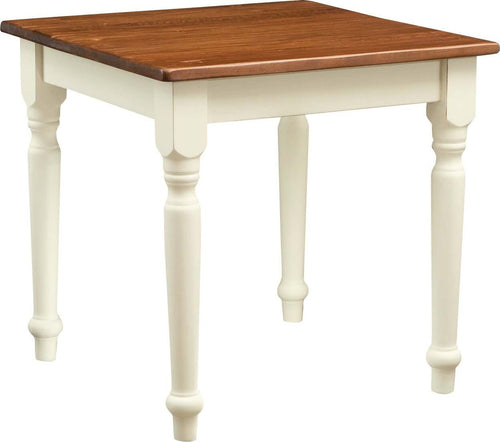 Biscottini-Tavolo-fisso-Country-in-legno-massello-di-tiglio-struttura-bianca-anticata-piano-noce.-Made-in-Italy