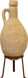 Biscottini-Vecchia-anfora-giara-con-manici-in-terracotta-e-base-portavasi-in-ferro