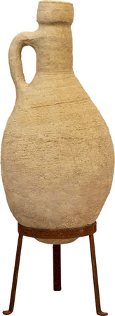 Biscottini-Vecchia-anfora-giara-con-manici-in-terracotta-e-base-portavasi-in-ferro