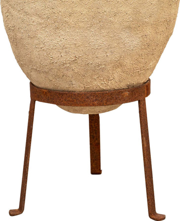 Biscottini-Vecchia-anfora-giara-con-manici-in-terracotta-e-base-portavasi-in-ferro