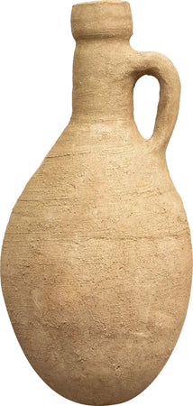 Biscottini-Vecchia-anfora-giara-con-manici-in-terracotta-e-base-portavasi-in-ferro